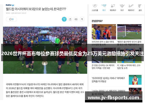 2026世界杯宣布每位参赛球员最低奖金为25万美元激励措施引发关注 2026世界杯宣布每位参赛球员最低奖金为25万美元激励措施引发关注